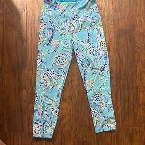 Lilly Pulitzer Blue Tropical Print Leggings
